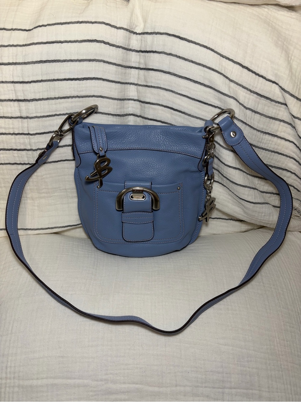 B. Makowsky Blue Leather Shoulder Bag